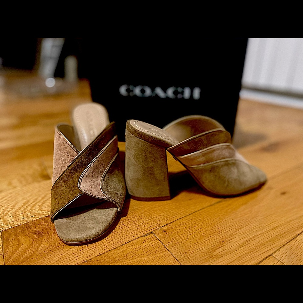 Bria CB Mule Coach Sandals w/Chunk Heel